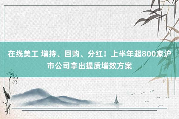 在线美工 增持、回购、分红！上半年超800家沪市公司拿出提质增效方案