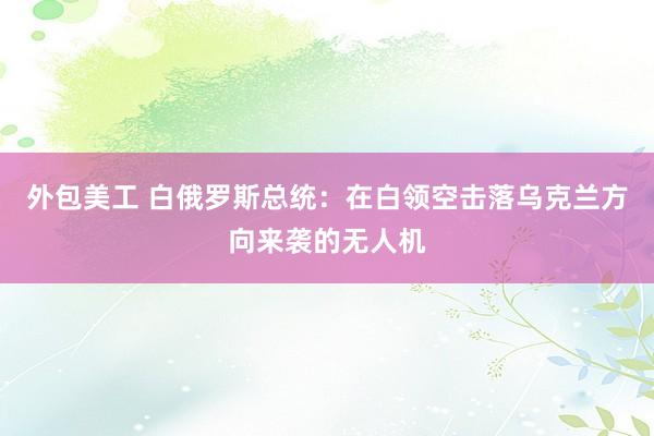 外包美工 白俄罗斯总统：在白领空击落乌克兰方向来袭的无人机