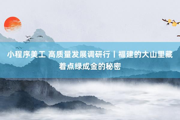 小程序美工 高质量发展调研行丨福建的大山里藏着点绿成金的秘密