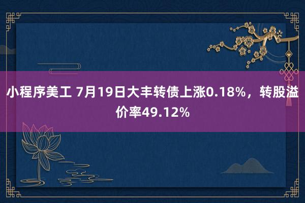 小程序美工 7月19日大丰转债上涨0.18%，转股溢价率49.12%